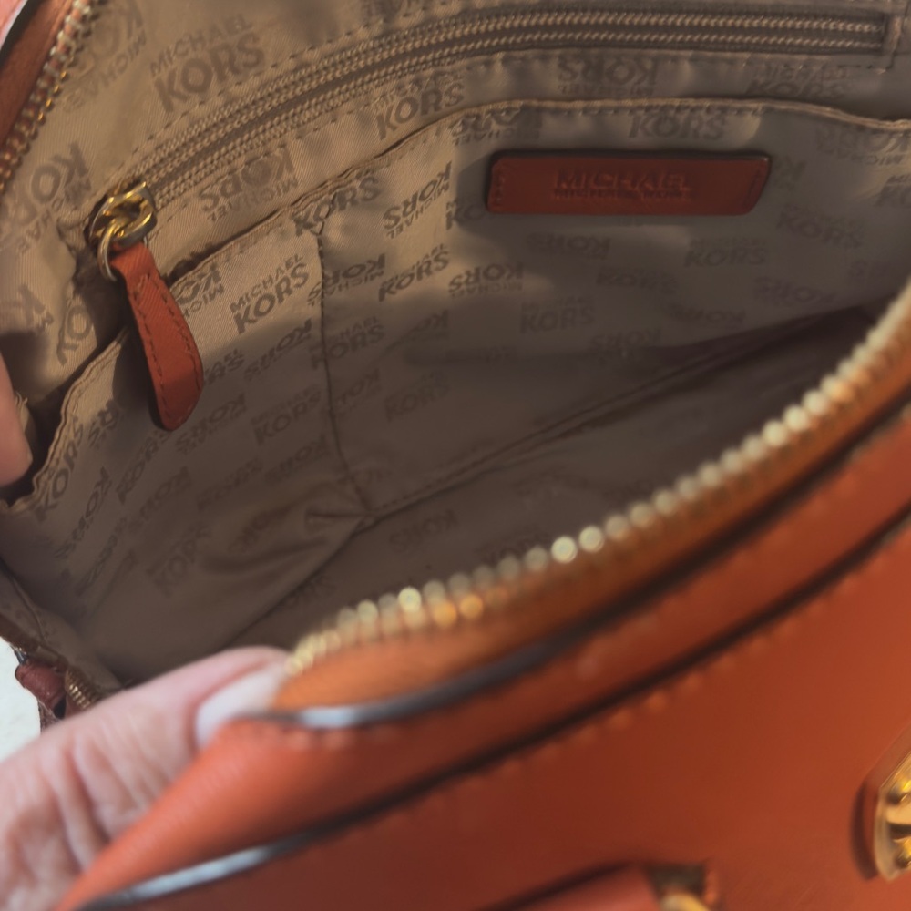 New Michael Kors Tangerine Satchel with Gold Accents - Picture 9 of 12